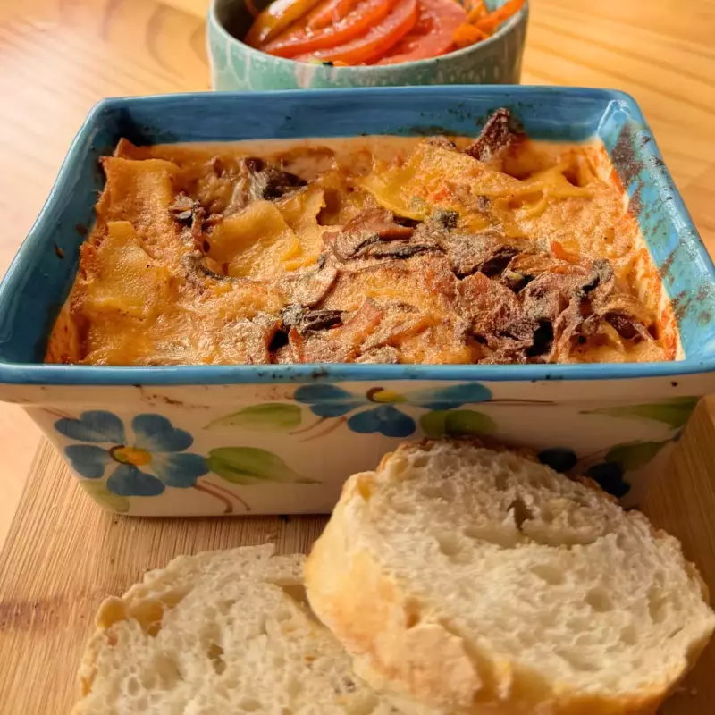 Lasagna de jamon y champiñones