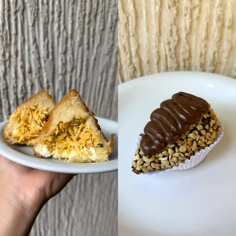 COXINHA FRANGO + COXINHA DE MORANGO