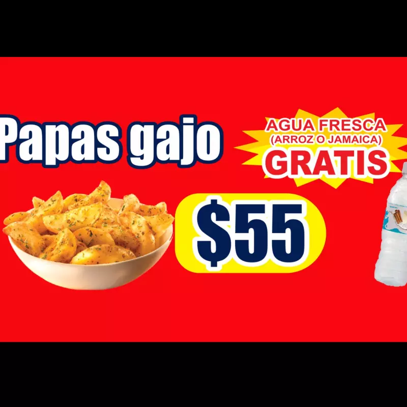 Papas gajo+agua fresca