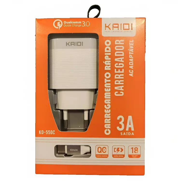 CARREGADOR KAIDI TIPO-C 3.0 KD-550C