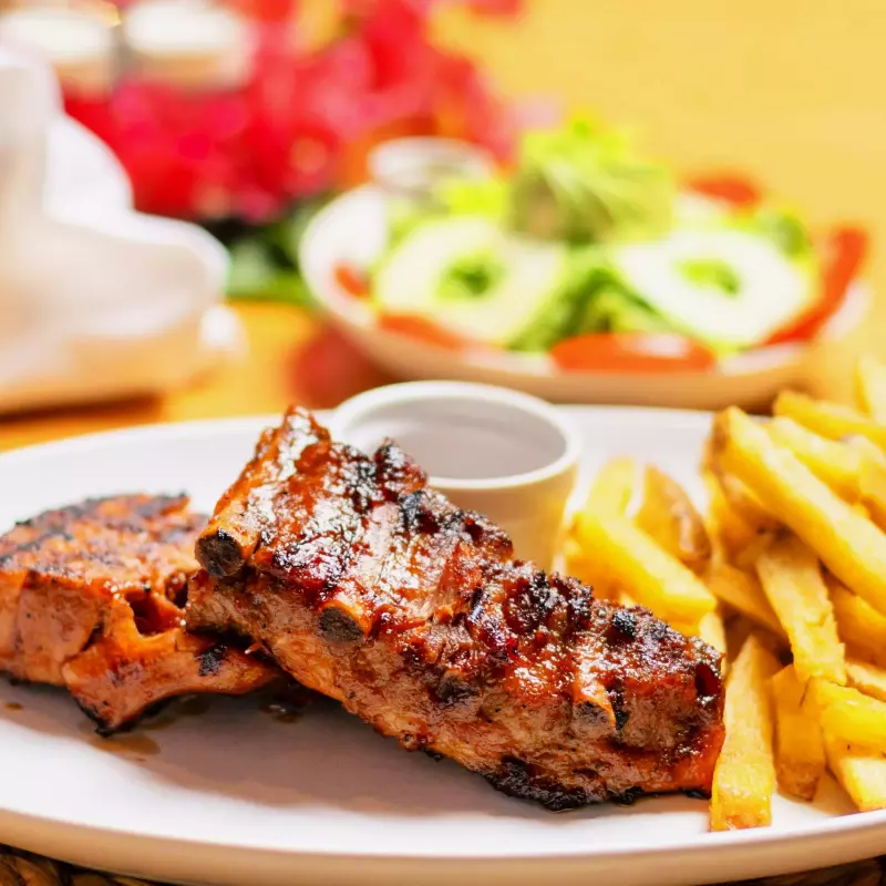 Costillas ahumada en salsa BBQ