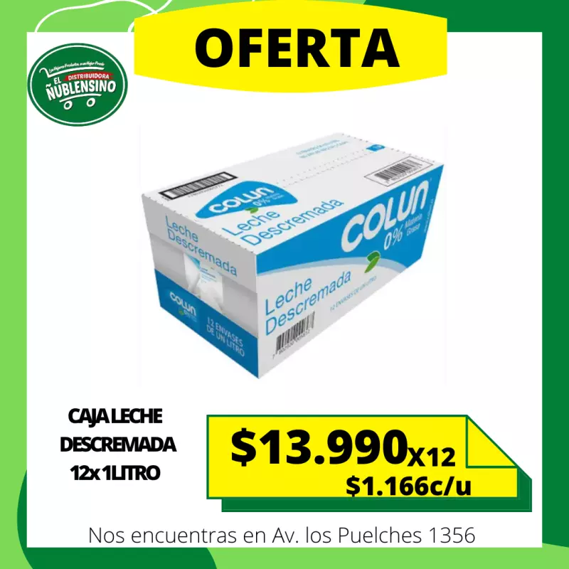 Caja leche descremada Colun