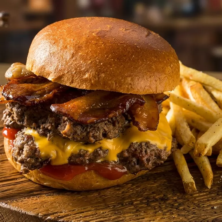 Hamburguesa Americana con papas