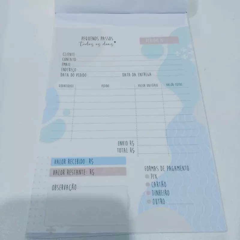 Bloco Pedido  Personalizado