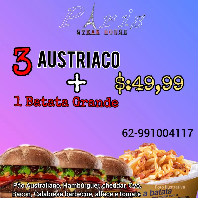 3 Austriaco + batata Grande