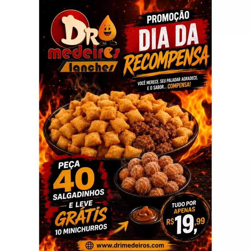40 salgados + GRÁTIS 10 minichurros