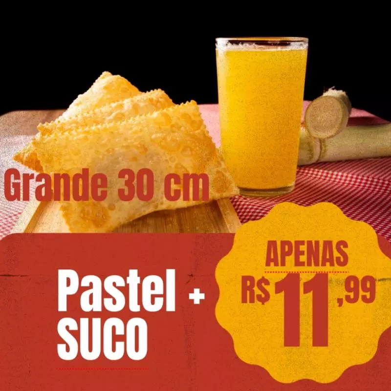 Pastel de Presunto copo de suco 300m