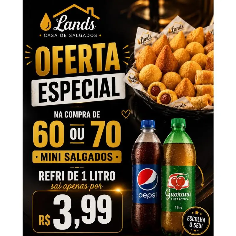 60 Mini Salgados + Refri