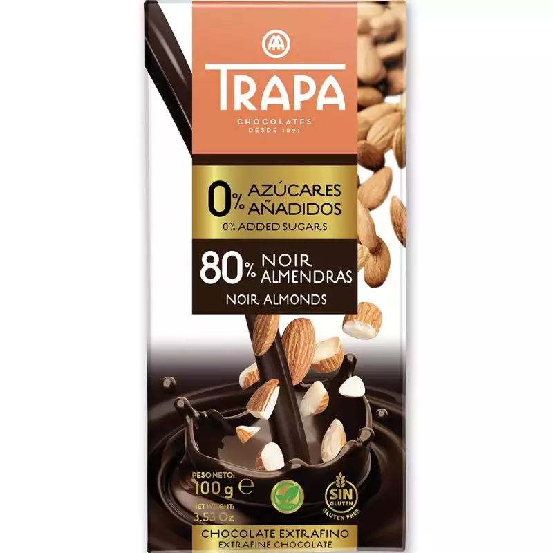 Chocolate sin azúcar Trapa Almendras