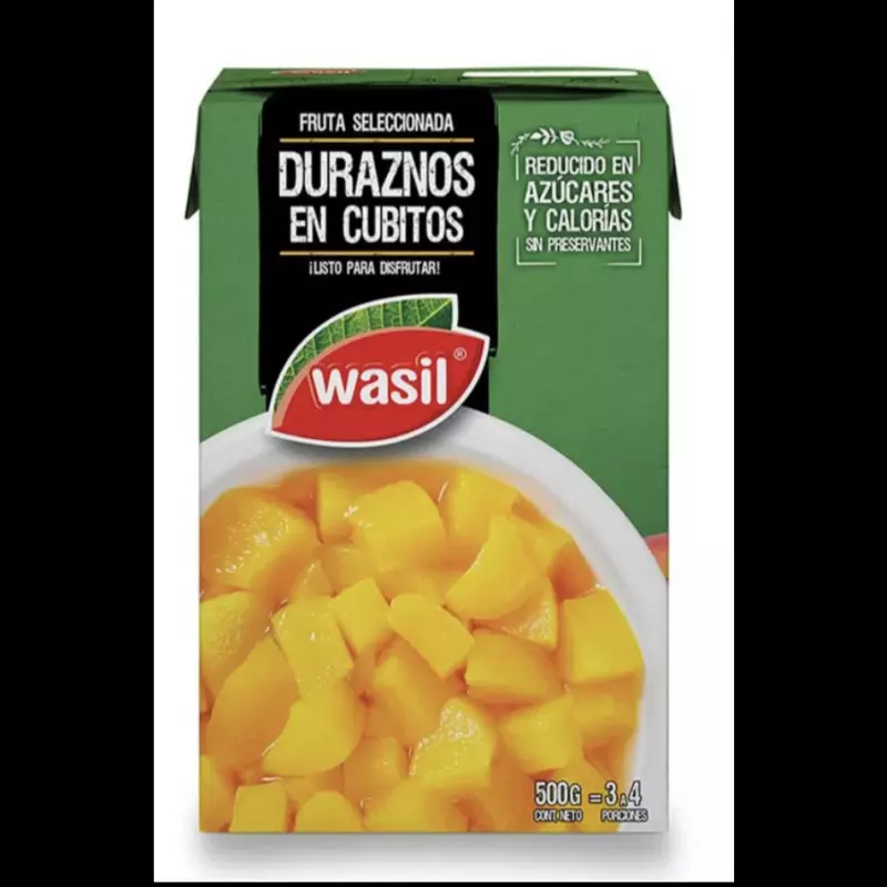 Durazno en cubitos wasil 500grs.