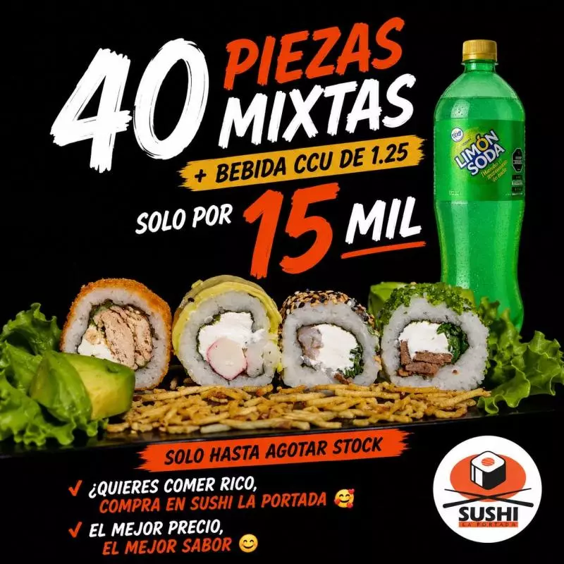 40 mix + bebida 1.25