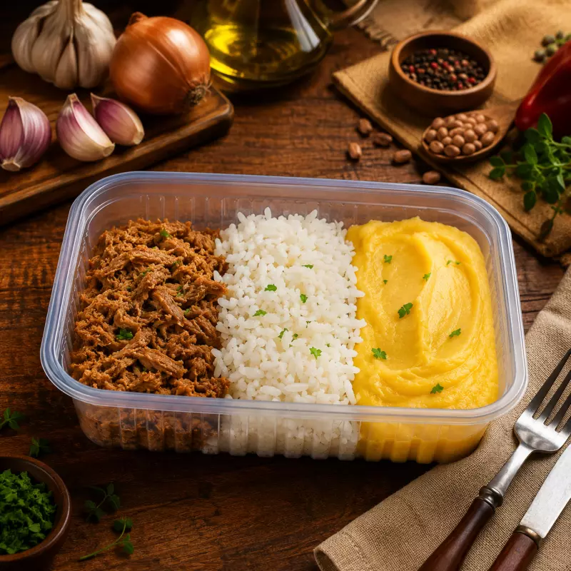 Pernil Desf. Purê Mandioquinha Arroz