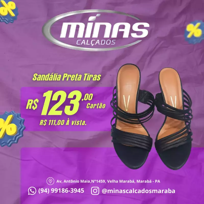 Sandália Preta Tiras RF:6524101