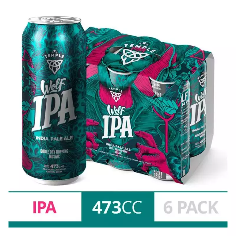 Cerveza Temple Ipa Wolf X6