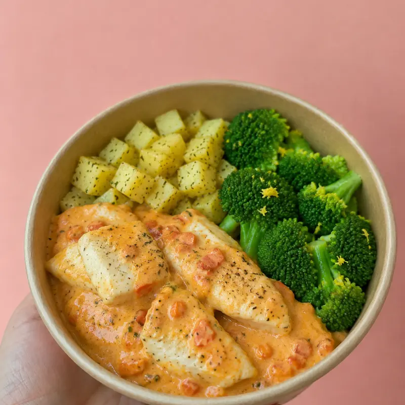 Tilapia en crema de pimientos
