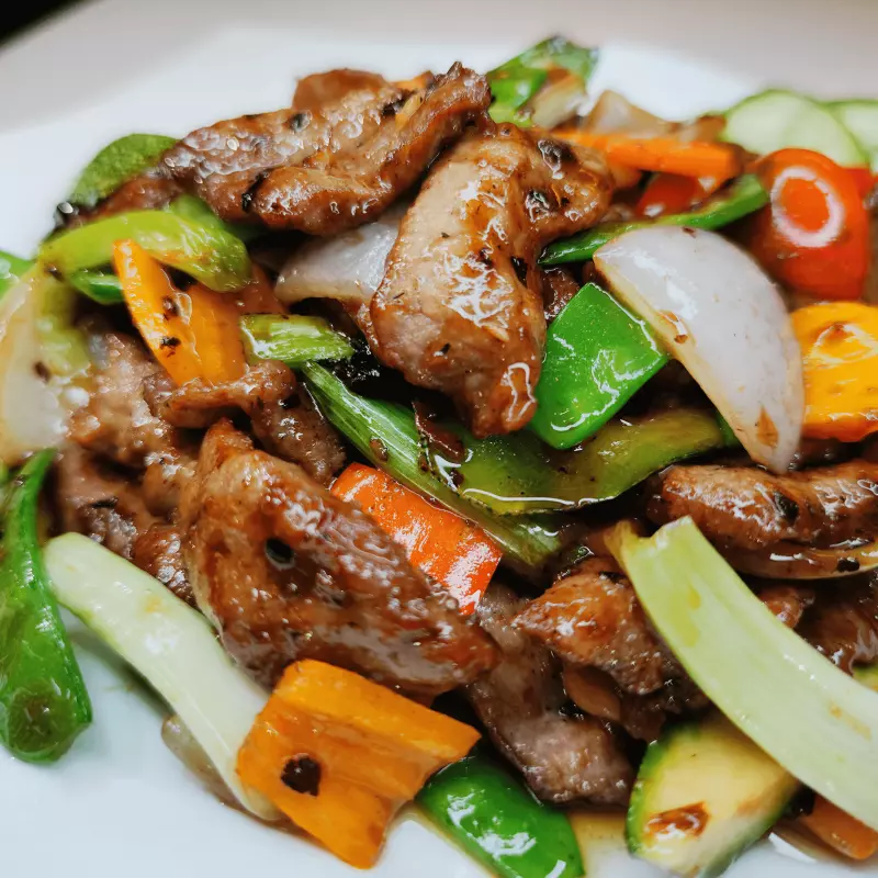 Carne con Tausi + verduras