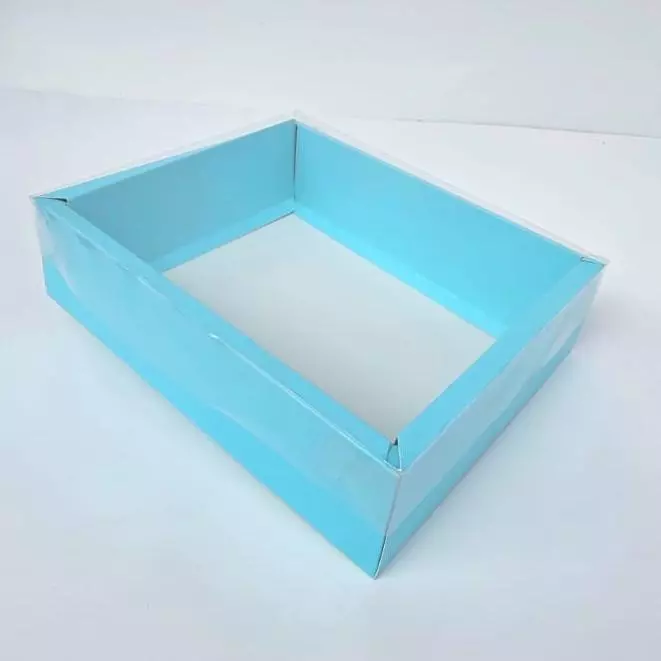 Caja acetato doble pared grande azul