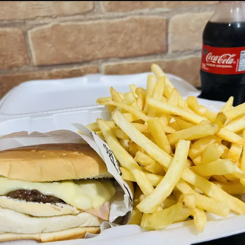 x burger + fritas