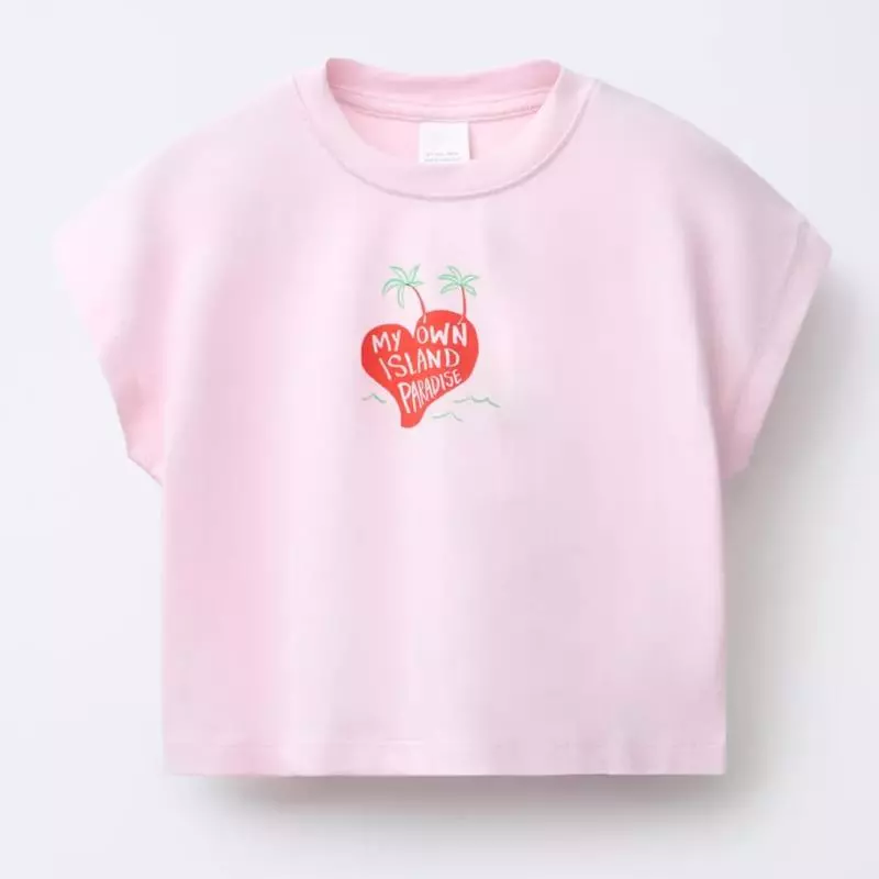 CAMISETA ESTAMPADA ZARA, ROSADA