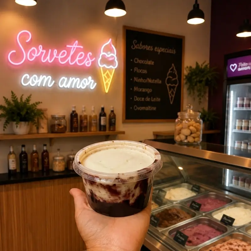 Sorvete de ninho com frutas vermelha