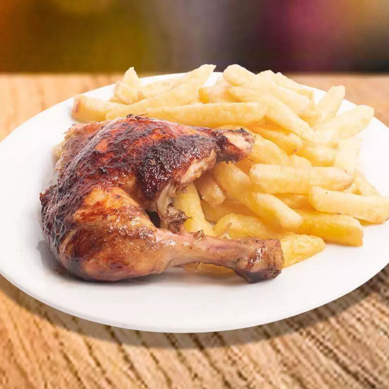 1/4 de pollo c/fritas