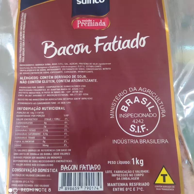 BACON FATEADO 1KG SUINCO