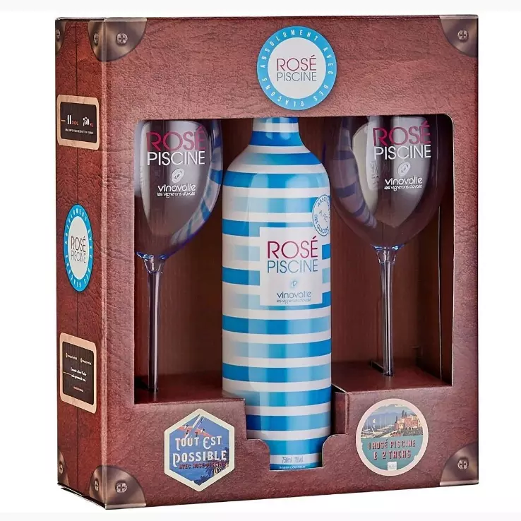Vinho Rosé Piscine 750ml + 2 Taças