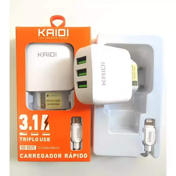 CARREGADOR KAIDI LIGHTINING KD-557A