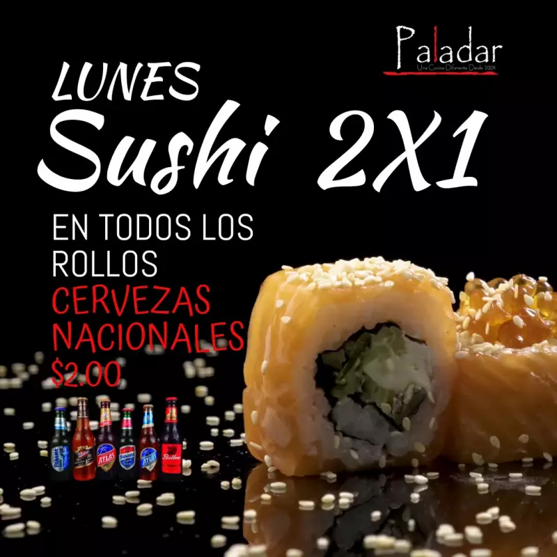 LUNES SUSHI 2X1 Y CERVEZAS $2.00