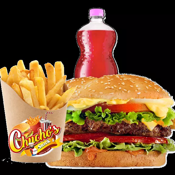 BACON CHEESE + PAPAS + REFRESCO