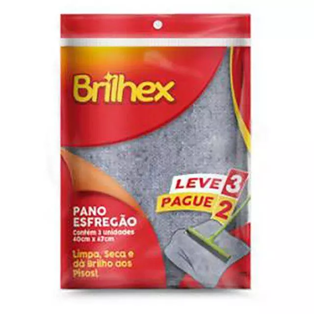 Pano de chão Brilhex PACOTE c/ 03und