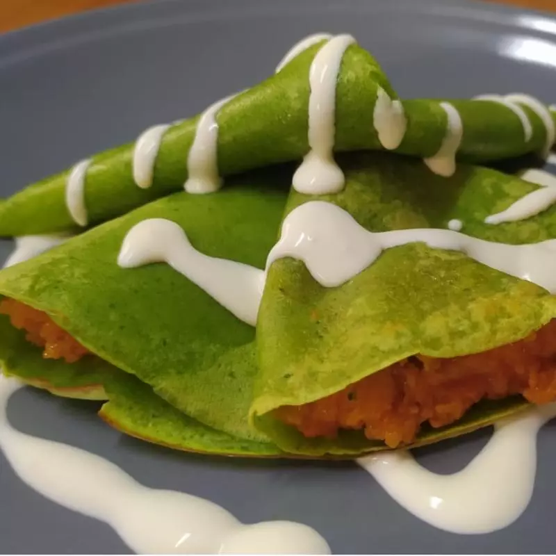 Crêpes verdes con calabaza