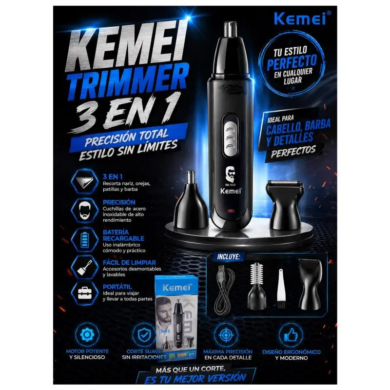🌟MAQUINA TRIMMING 3EN1 KEMEI