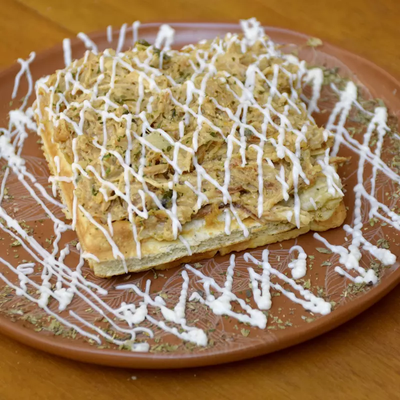 Waffle Frango Com Requeijão