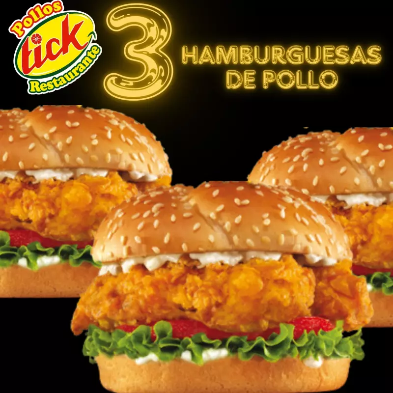 3 HAMBURGUESAS DE POLLO