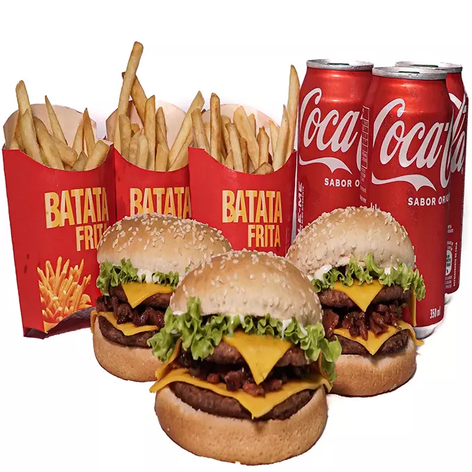 3DOBLE CHEDDAR+FRITAS + REFRIGERANTE