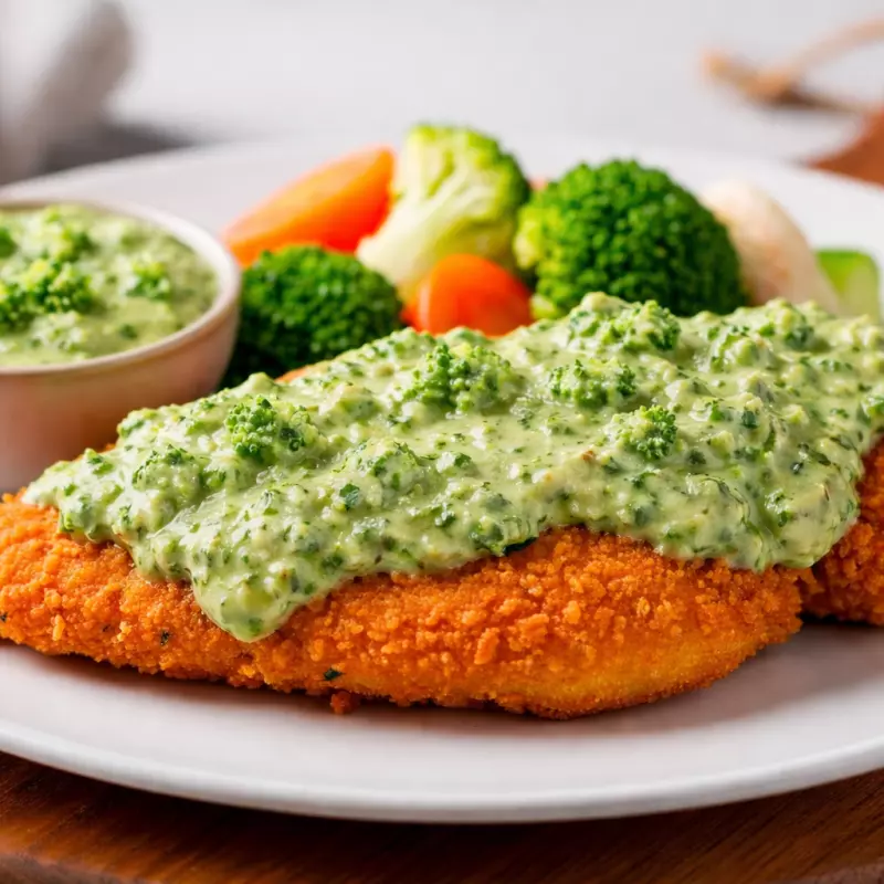 Filé de frango á milanesa ao molho d