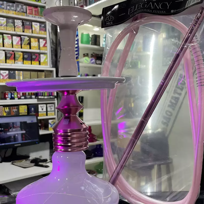Narguilé Rosa e Branco