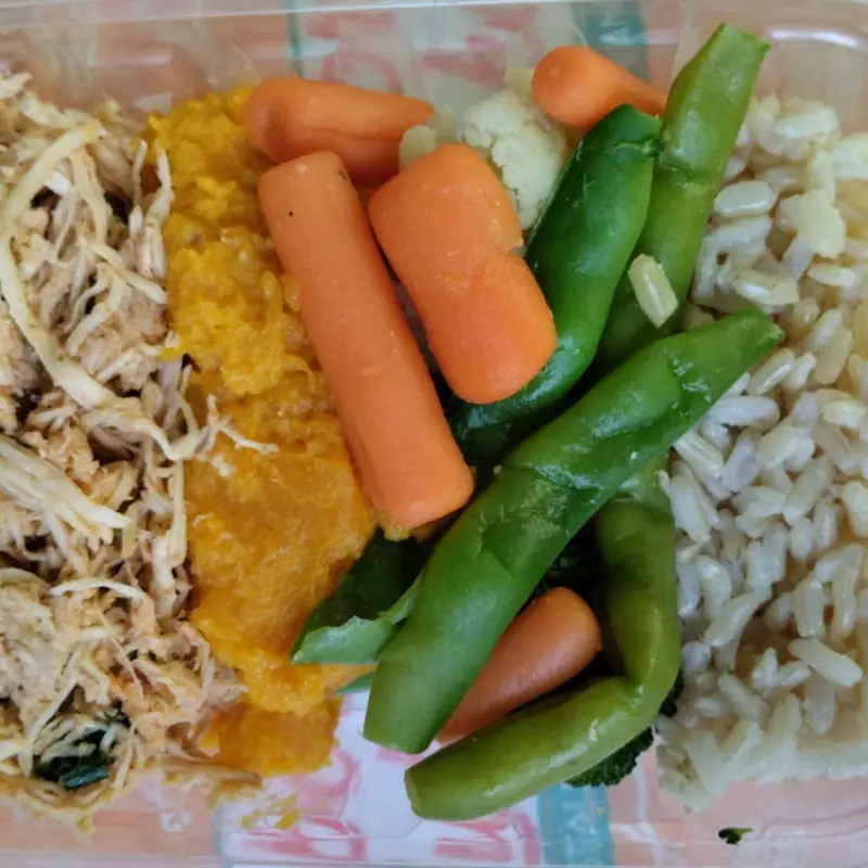 Frango des/arroz integ/leg/purê abo