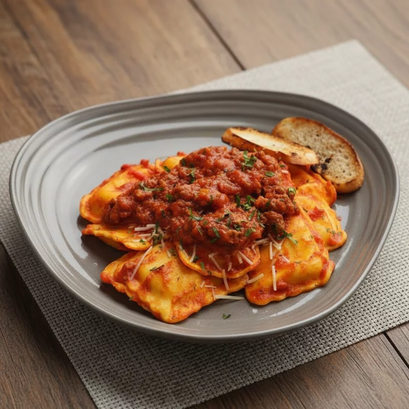 RAVIOLI CON SALSA BOLOGNESA