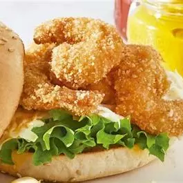 hamburguesa de camarón empanizado