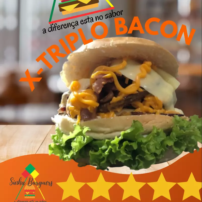 X triplo burguer cheddar bacon