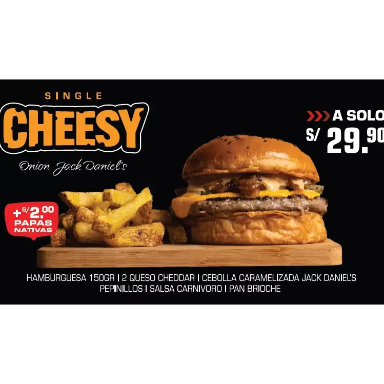 SINGLE CHEESY ONION JACK DANIEL'S