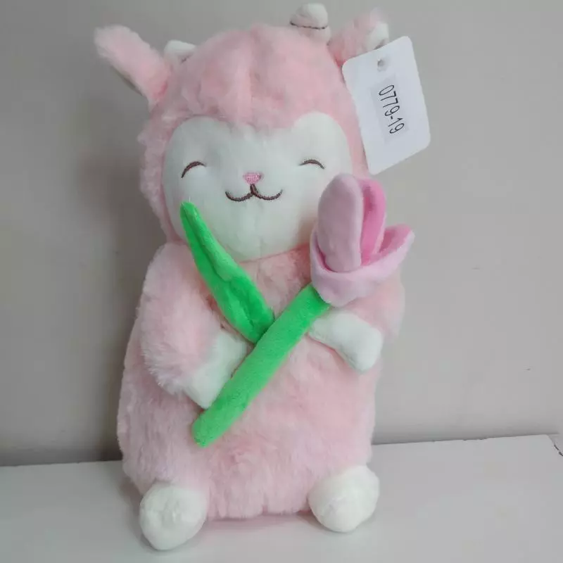 Peluche Corderito rosa con flor