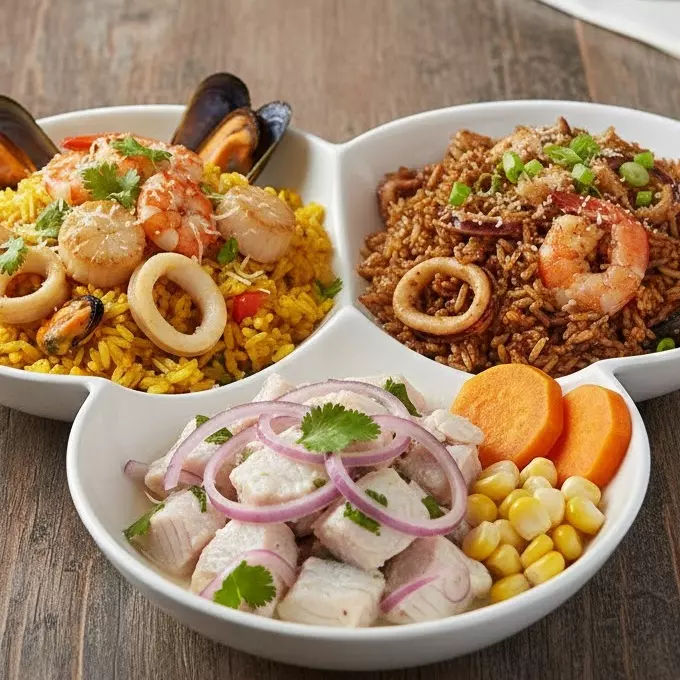 Trio A. Marisco + Chaufa + Ceviche