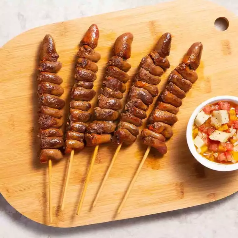 Espetinho coração frango