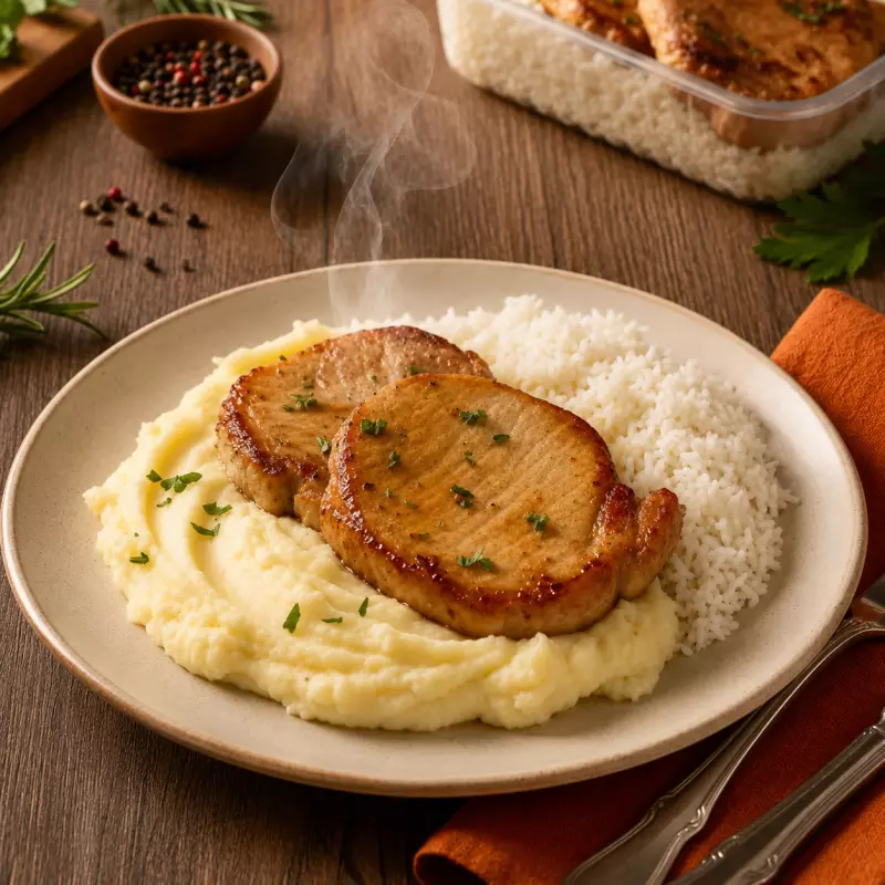 Lombo Suíno, Purê de Batata e Arroz