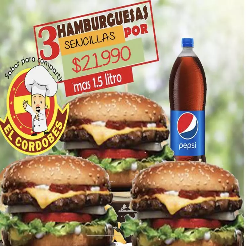 combo trío hamburguesa y gaseosa