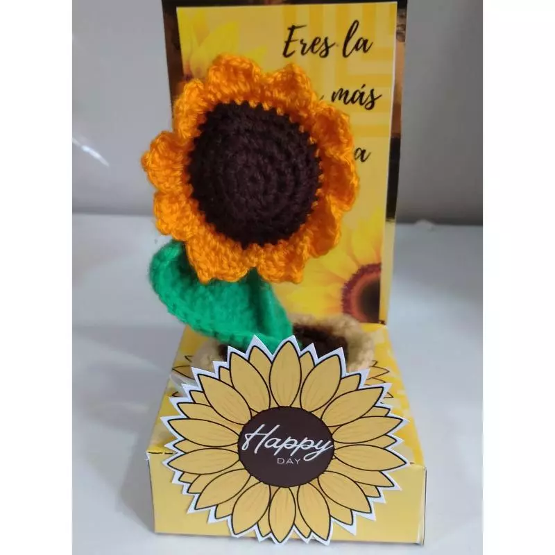 Maceta pisa papel Girasol tejido