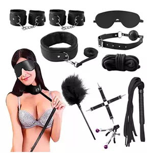 KIT DE  BDSM 10 PIEZAS - NEGRO
